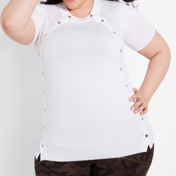 Elbow Sleeve Snap Detail Sweater - Picture 1 of 2